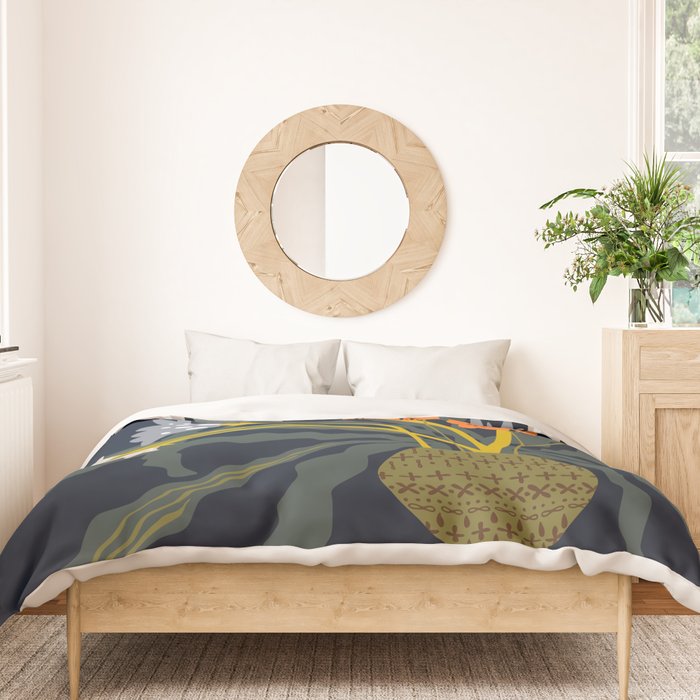 Matisse Flower Vase modern Illustration dark Duvet Cover Gallery Image 3