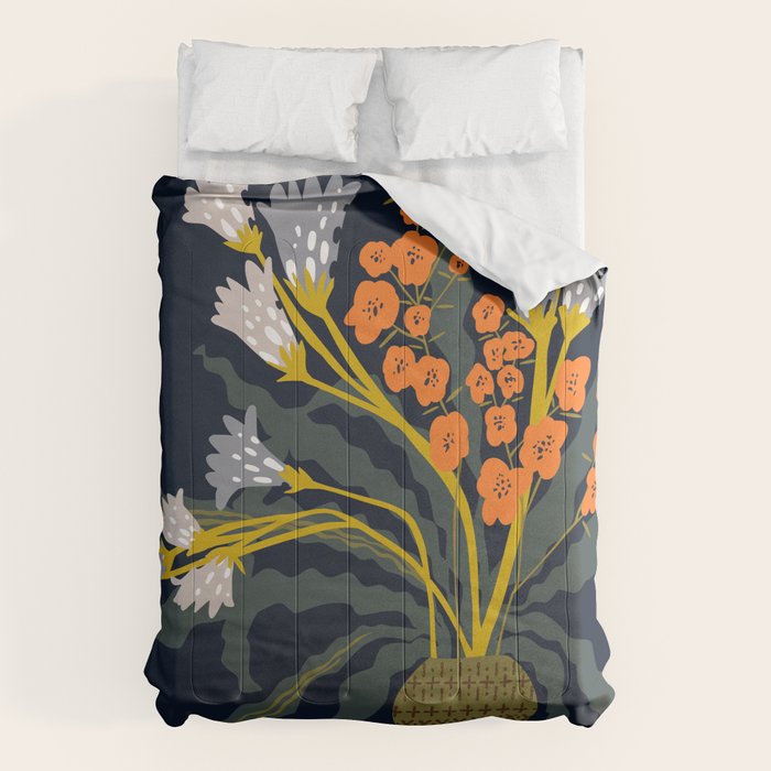 Matisse Flower Vase modern Illustration dark Comforter Gallery Image 6