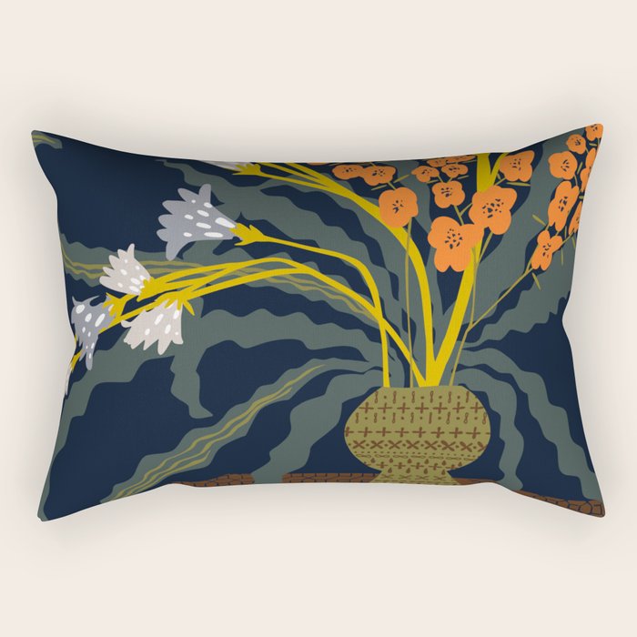Matisse Flower Vase modern Illustration dark Rectangular Pillow Gallery Image 2