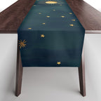 Golden Sun Moon and Stars Radiating the Universes Light Within You Table Runner Gallery Image 1