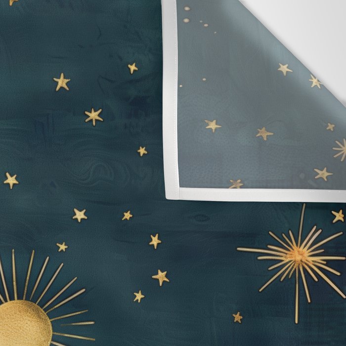 Golden Sun Moon and Stars Radiating the Universes Light Within You Wall Tapestry Gallery Image 3