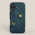 Golden Sun Moon and Stars Radiating the Universes Light Within You iPhone Case Gallery Image 1
