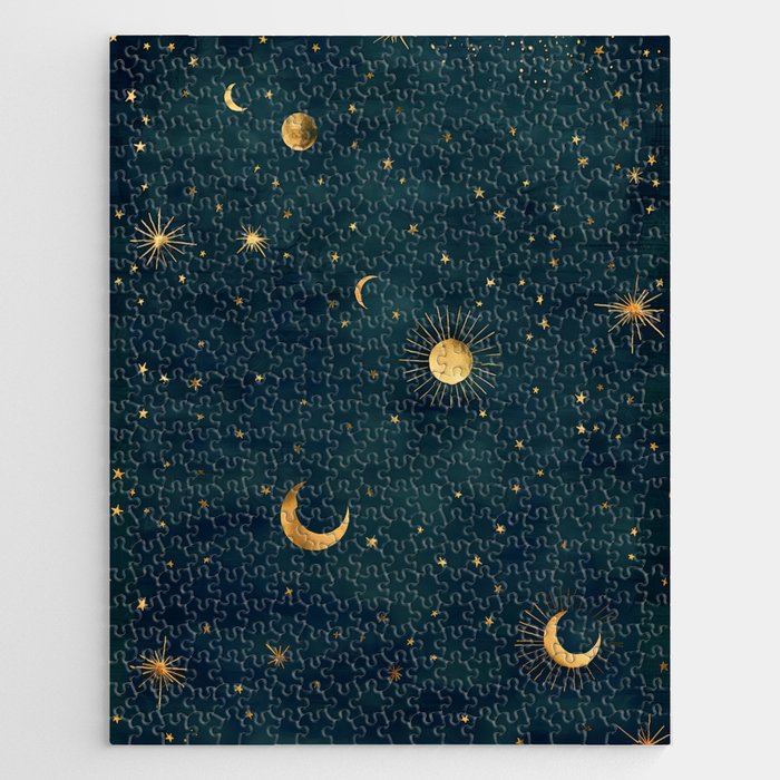 Golden Sun Moon and Stars Radiating the Universes Light Within You Jigsaw Puzzle Gallery Image 1