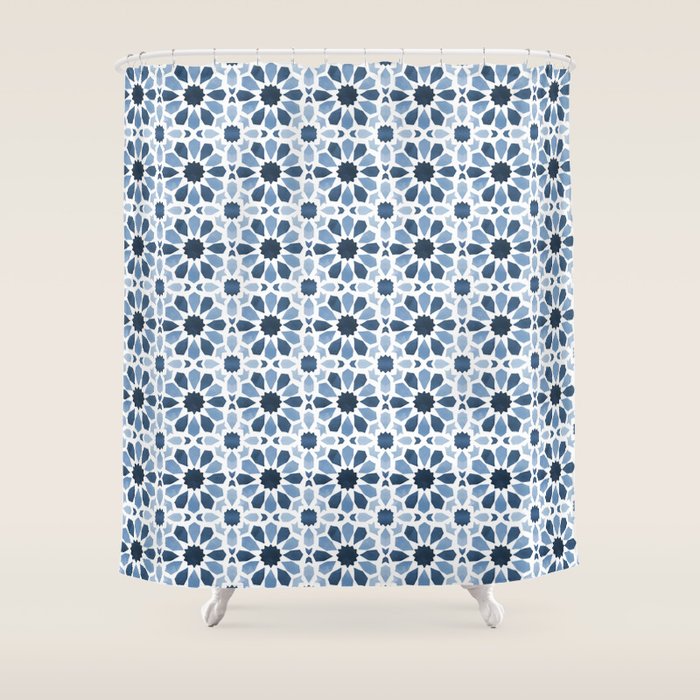 Watercolor Zellige Harmony Shower Curtain Gallery Image 1