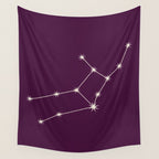 Virgo Zodiac Star Constellation Line Art Plum Purple Wall Tapestry Gallery Image 4