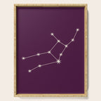Virgo Zodiac Star Constellation Line Art Plum Purple Serving Tray Gallery Image 1