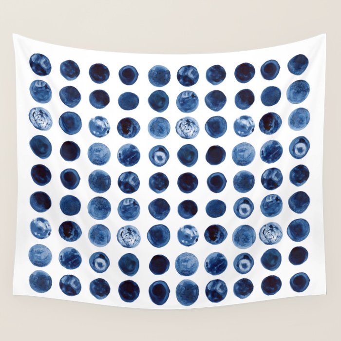 Blueberries | Watercolour Pattern Wall Tapestry Gallery Image 1