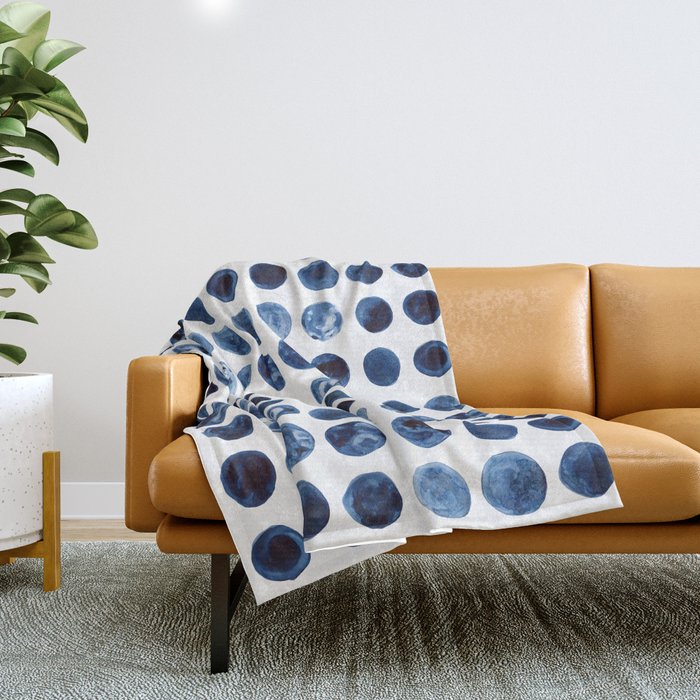 Blueberries | Watercolour Pattern Throw Blanket Gallery Image 1