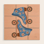 Retro Roller Skates - Blue & Peach Palette Wood Wall Art Gallery Image 1