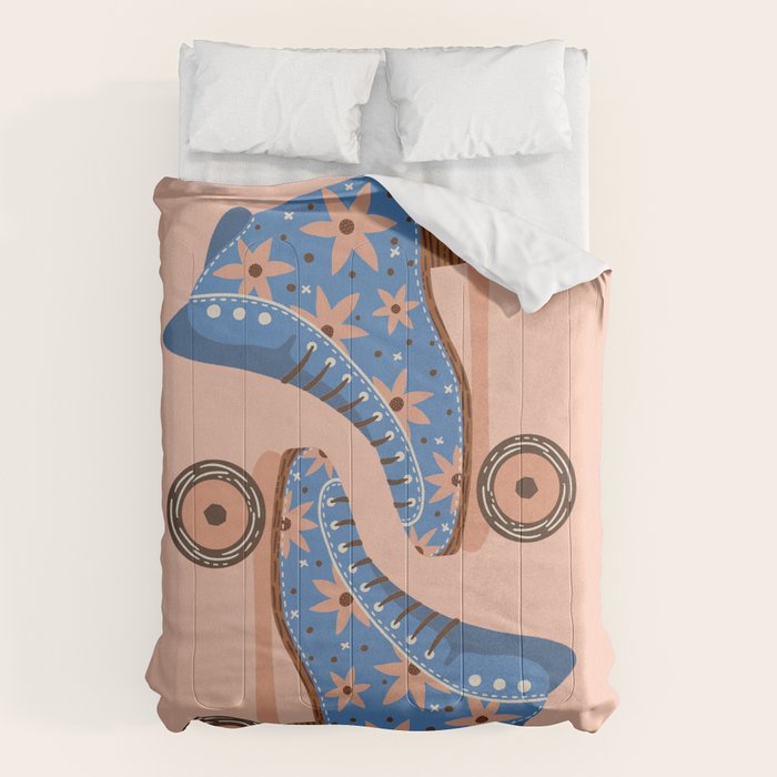 Retro Roller Skates - Blue & Peach Palette Comforter Gallery Image 1