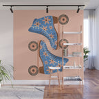Retro Roller Skates - Blue & Peach Palette Wall Mural Gallery Image 1
