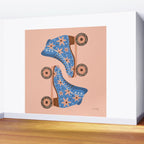 Retro Roller Skates - Blue & Peach Palette Wall Mural Gallery Image 2