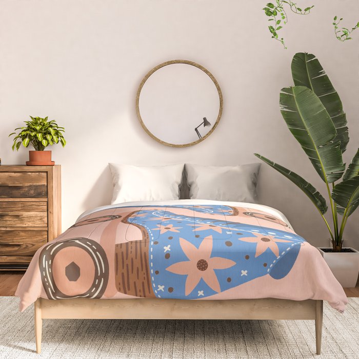 Retro Roller Skates - Blue & Peach Palette Comforter Gallery Image 3