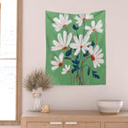 White Flowers Wall Tapestry Gallery Image 2