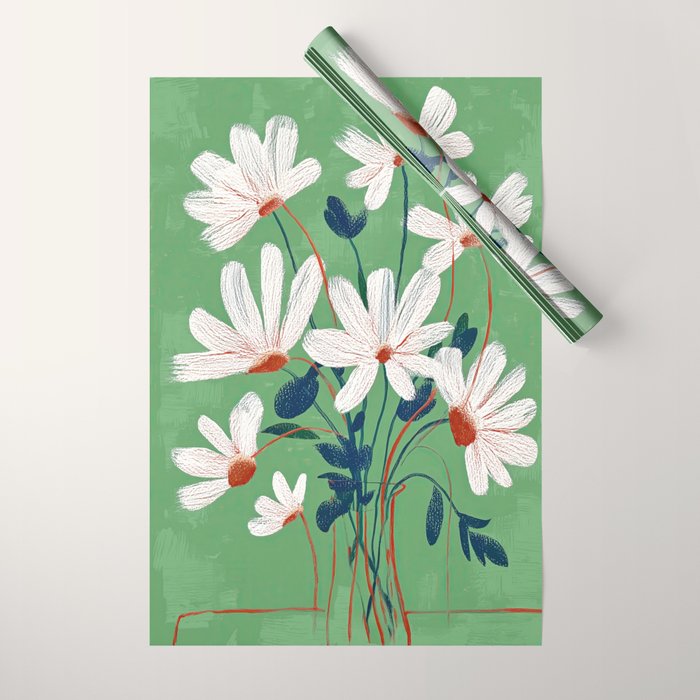 White Flowers Wrapping Paper Gallery Image 1