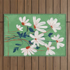 White Flowers Outdoor Rug Gallery Image 1