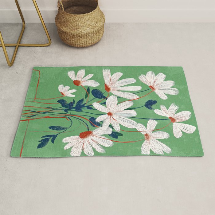 White Flowers Rug Gallery Image 1