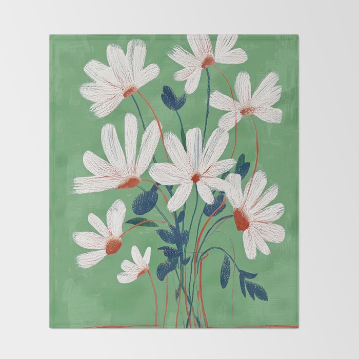 White Flowers Throw Blanket Gallery Image 2