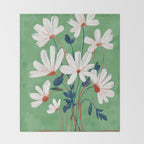 White Flowers Throw Blanket Gallery Image 2