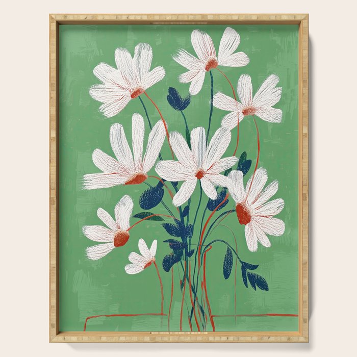 White Flowers Serving Tray Gallery Image 1