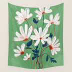 White Flowers Wall Tapestry Gallery Image 4