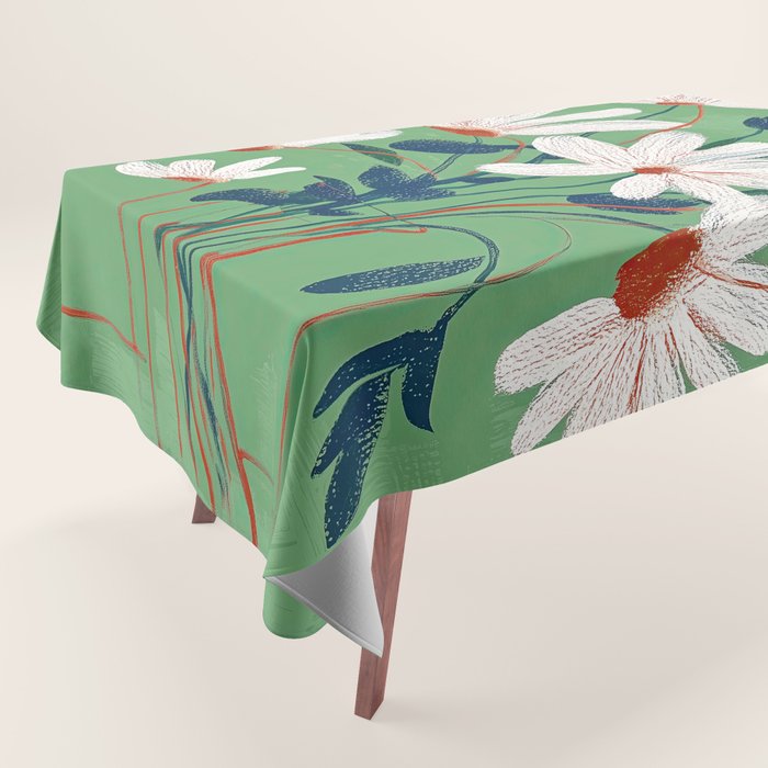 White Flowers Tablecloth Gallery Image 1