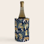 Nouveau white tigers // navy blue background green leaves white lines yellow animals Wine Chiller Gallery Image 2