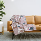 Pure love pockets I // blush pink background Dachshund Beagle Dalmatian Basset Hound Labrador Retriever Husky Welsh Corgi and Italian Greyhound dog puppies Throw Blanket Gallery Image 1