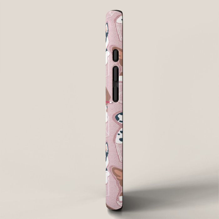 Pure love pockets I // blush pink background Dachshund Beagle Dalmatian Basset Hound Labrador Retriever Husky Welsh Corgi and Italian Greyhound dog puppies iPhone Case Gallery Image 2