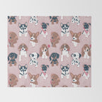 Pure love pockets I // blush pink background Dachshund Beagle Dalmatian Basset Hound Labrador Retriever Husky Welsh Corgi and Italian Greyhound dog puppies Throw Blanket Gallery Image 2