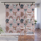 Pure love pockets I // blush pink background Dachshund Beagle Dalmatian Basset Hound Labrador Retriever Husky Welsh Corgi and Italian Greyhound dog puppies Wall Mural Gallery Image 1