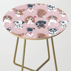 Pure love pockets I // blush pink background Dachshund Beagle Dalmatian Basset Hound Labrador Retriever Husky Welsh Corgi and Italian Greyhound dog puppies Side Table Gallery Image 2