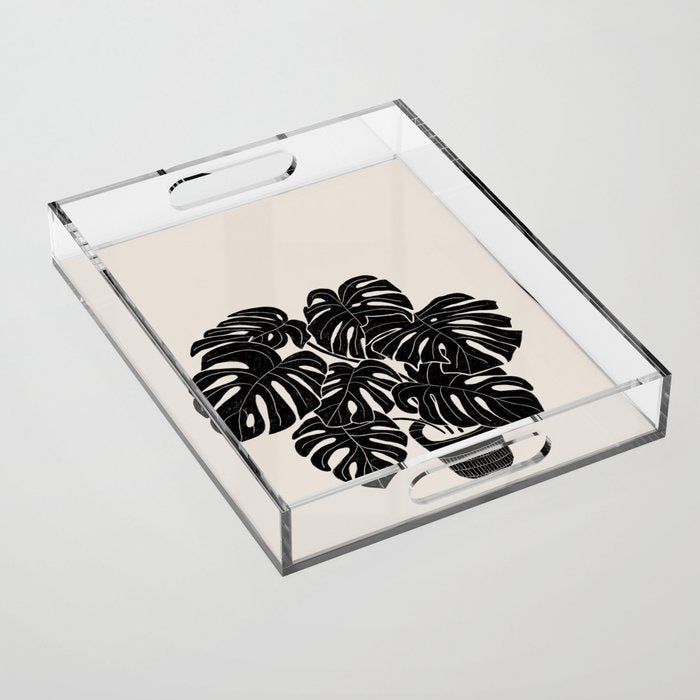 Black & White Plants / Monstera Deliciosa Acrylic Tray Gallery Image 1