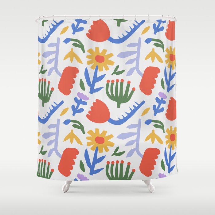 Colorful abstract flower art pattern Shower Curtain Gallery Image 1