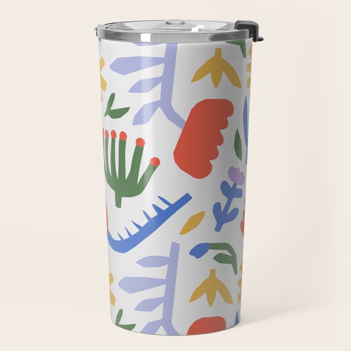 Colorful abstract flower art pattern Travel Mug Gallery Image 2