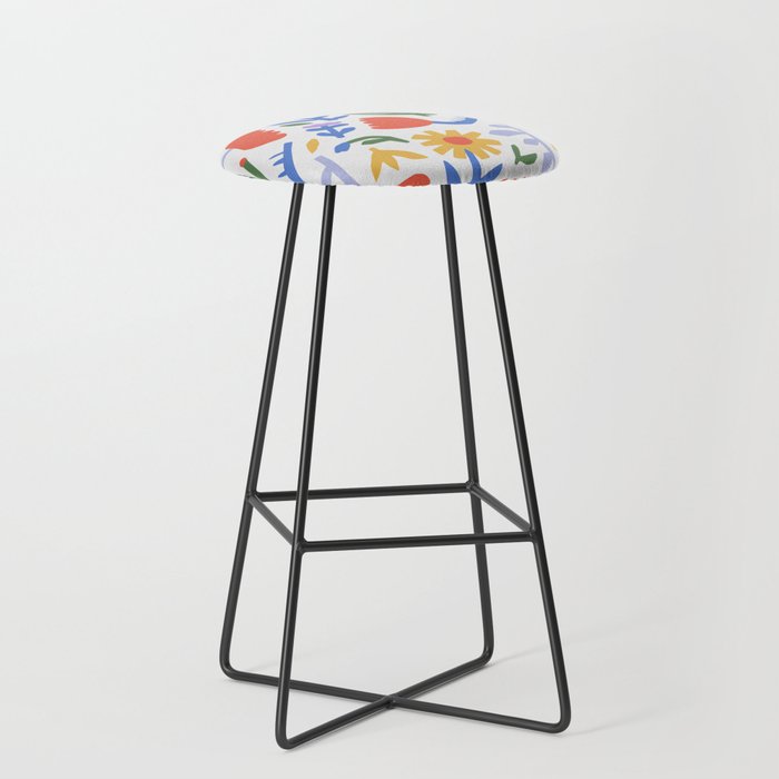 Colorful abstract flower art pattern Stool Gallery Image 1