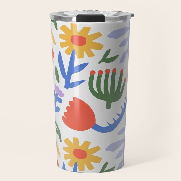 Colorful abstract flower art pattern Travel Mug Gallery Image 1