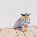 Colorful abstract flower art pattern Travel Mug Gallery Image 4
