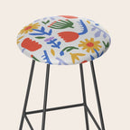 Colorful abstract flower art pattern Stool Gallery Image 2