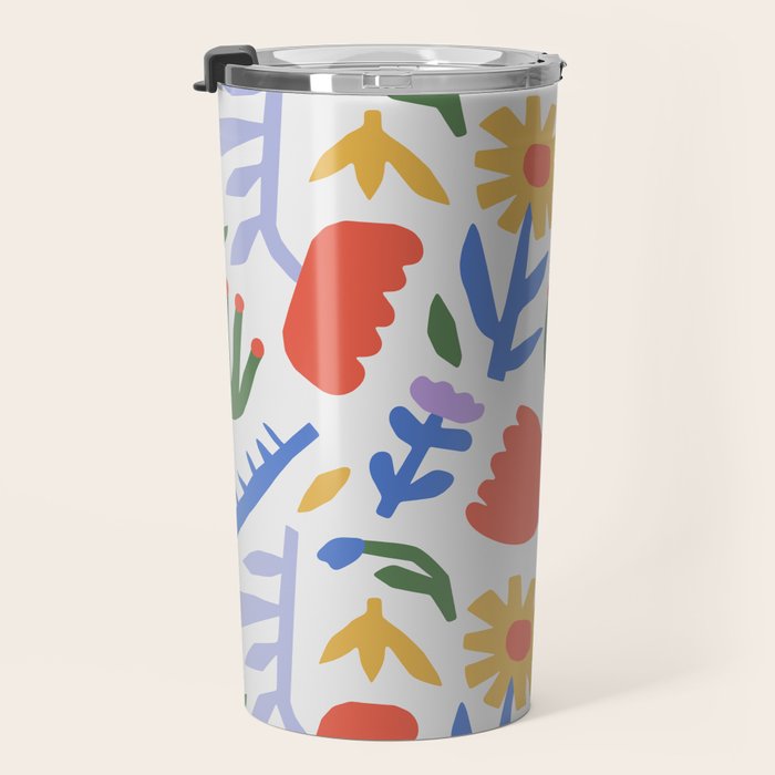 Colorful abstract flower art pattern Travel Mug Gallery Image 3