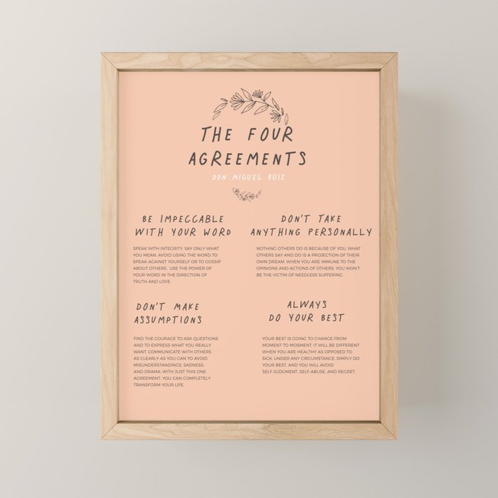 The Four Agreements Peach 2  Mini Art Print Gallery Image 1