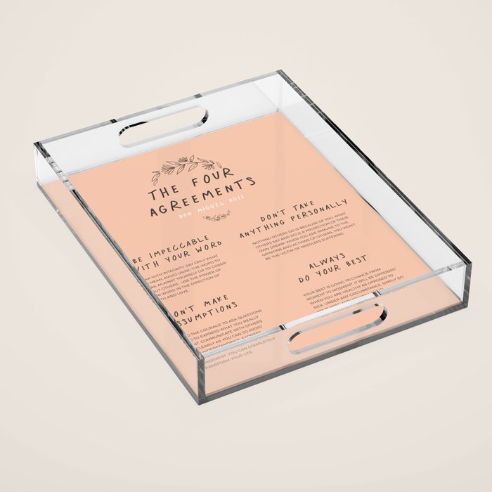 The Four Agreements Peach 2  Acrylic Tray Gallery Image 1