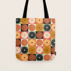 Retro Flowers Check Pattern XVI Tote Bag Gallery Image 1