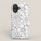 Black and white hand drawn flower art pattern iPhone Case Gallery Image 1