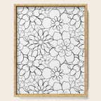 Black and white hand drawn flower art pattern Serving Tray Gallery Image 1