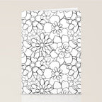 Black and white hand drawn flower art pattern Stationery Card Gallery Image 2