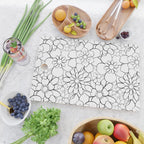 Black and white hand drawn flower art pattern Cutting Board Gallery Image 2