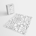 Black and white hand drawn flower art pattern Jigsaw Puzzle Gallery Image 2