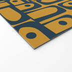 Mid Century Modern Piquet Abstract Multi Geometric Pattern in Dark Mustard and Navy Blue Welcome Mat Gallery Image 2