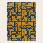 Mid Century Modern Piquet Abstract Multi Geometric Pattern in Dark Mustard and Navy Blue Poster Gallery Image 4